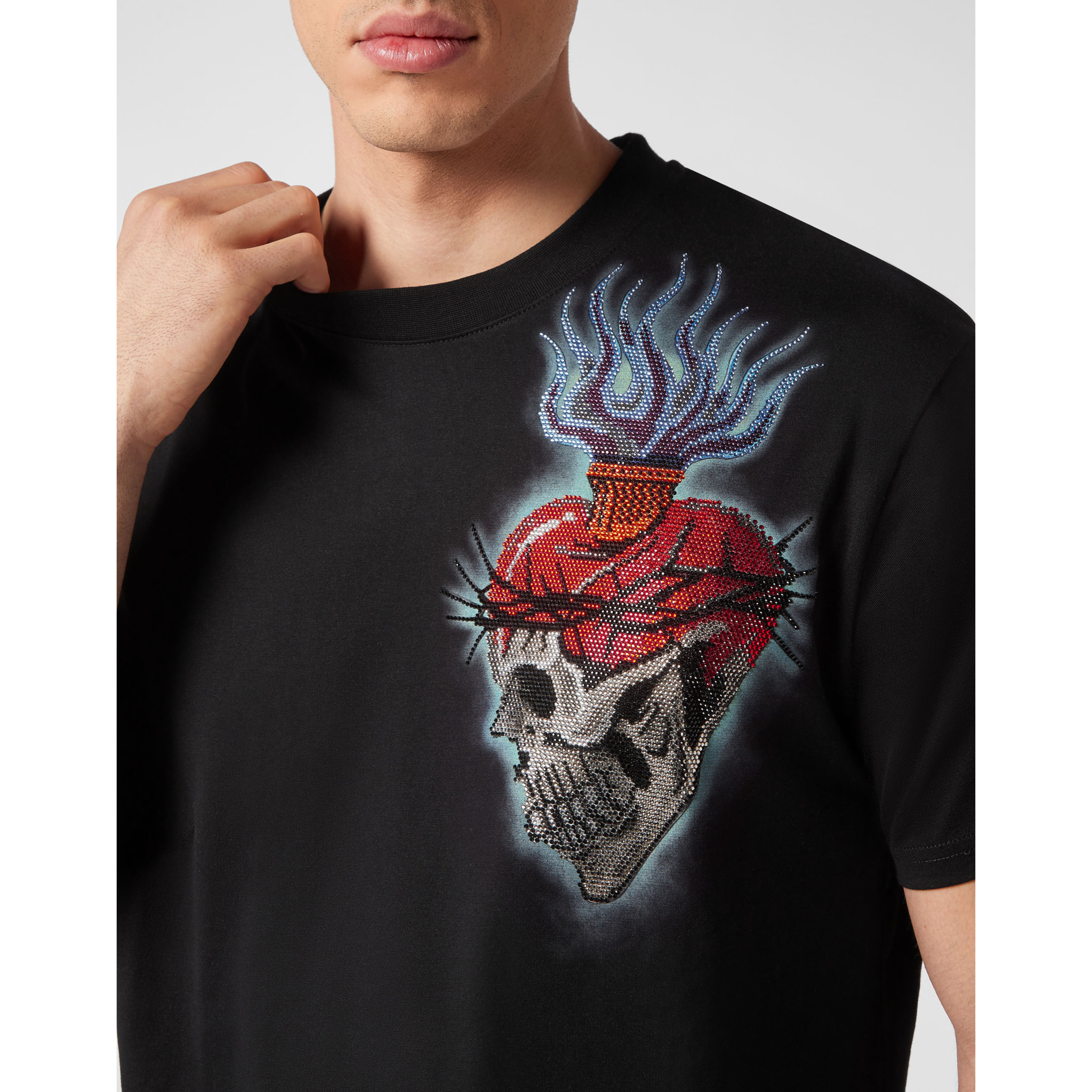 PHILIPP PLEIN Camiseta de cuello redondo y manga corta TATTOO