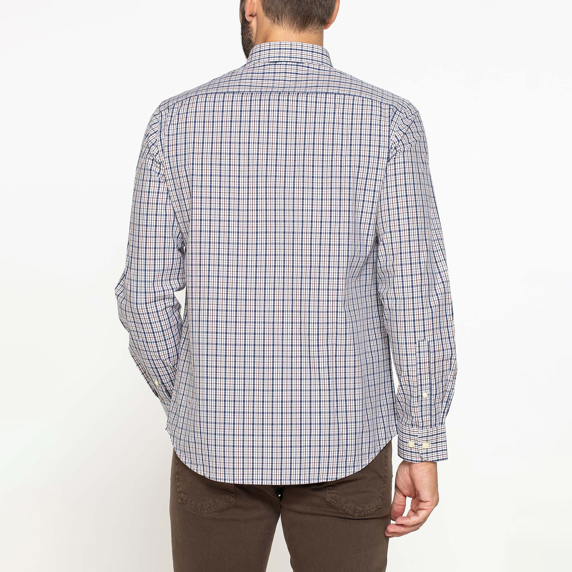 CAMICIA FANTASIA TINTO FILO CON COLLO BUTTON-DOWN