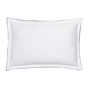 Taie d'oreiller imprimée en satin de coton bio, MIRABEAU, Blanc