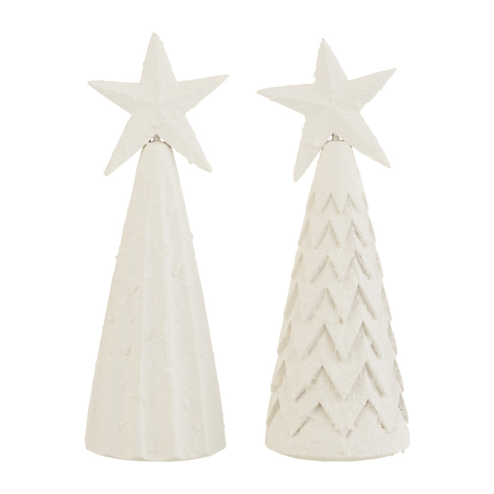 J-Line décoration Sapin De Noël - bois - blanc - small - 2 pcs