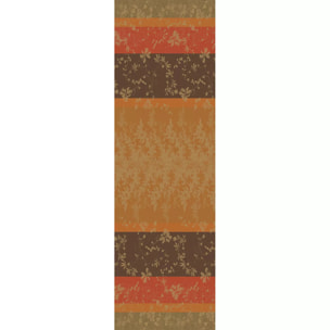 Chemin de table pur coton 220 g/m² motif jacquard orange marron Mille lierres automne