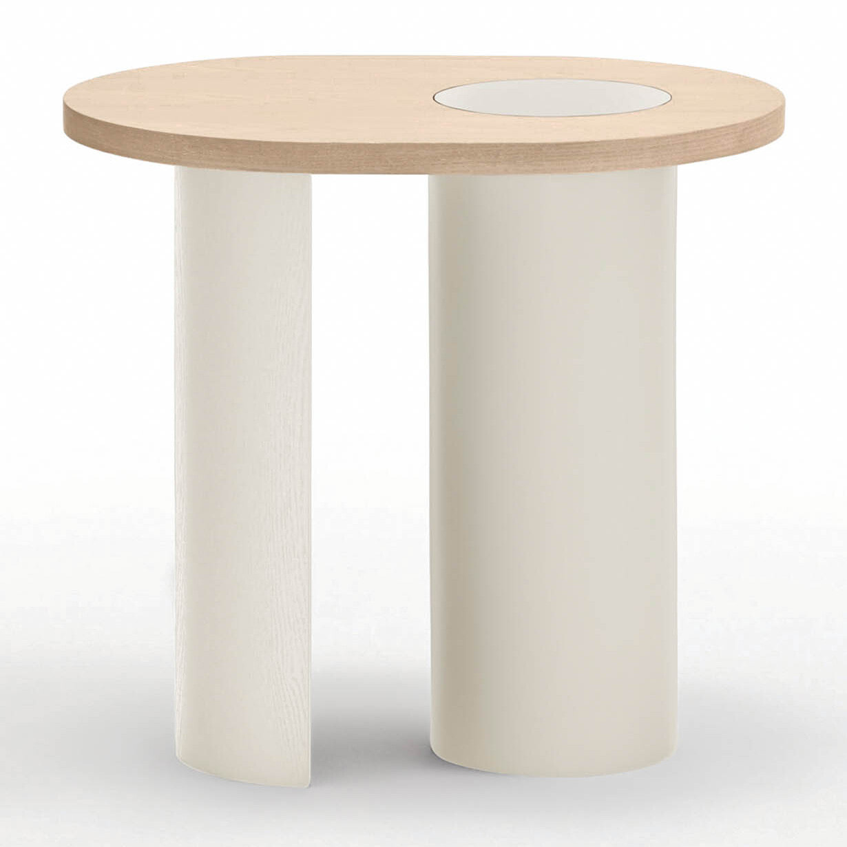 Mesa auxiliar Nori natural claro y patas crema