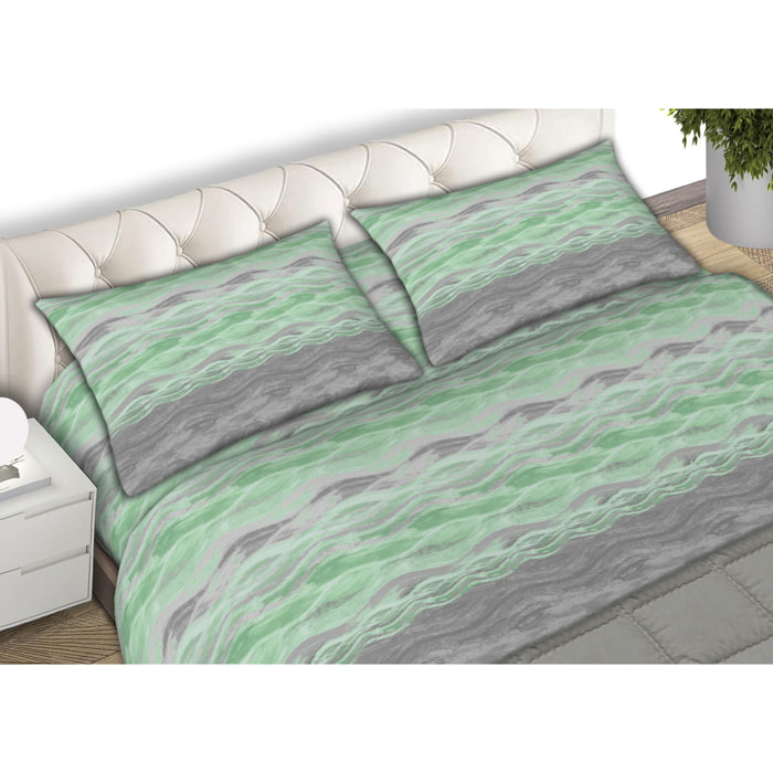 Completo Lenzuola In Calda Flanella Made in Italy Pretty Verde