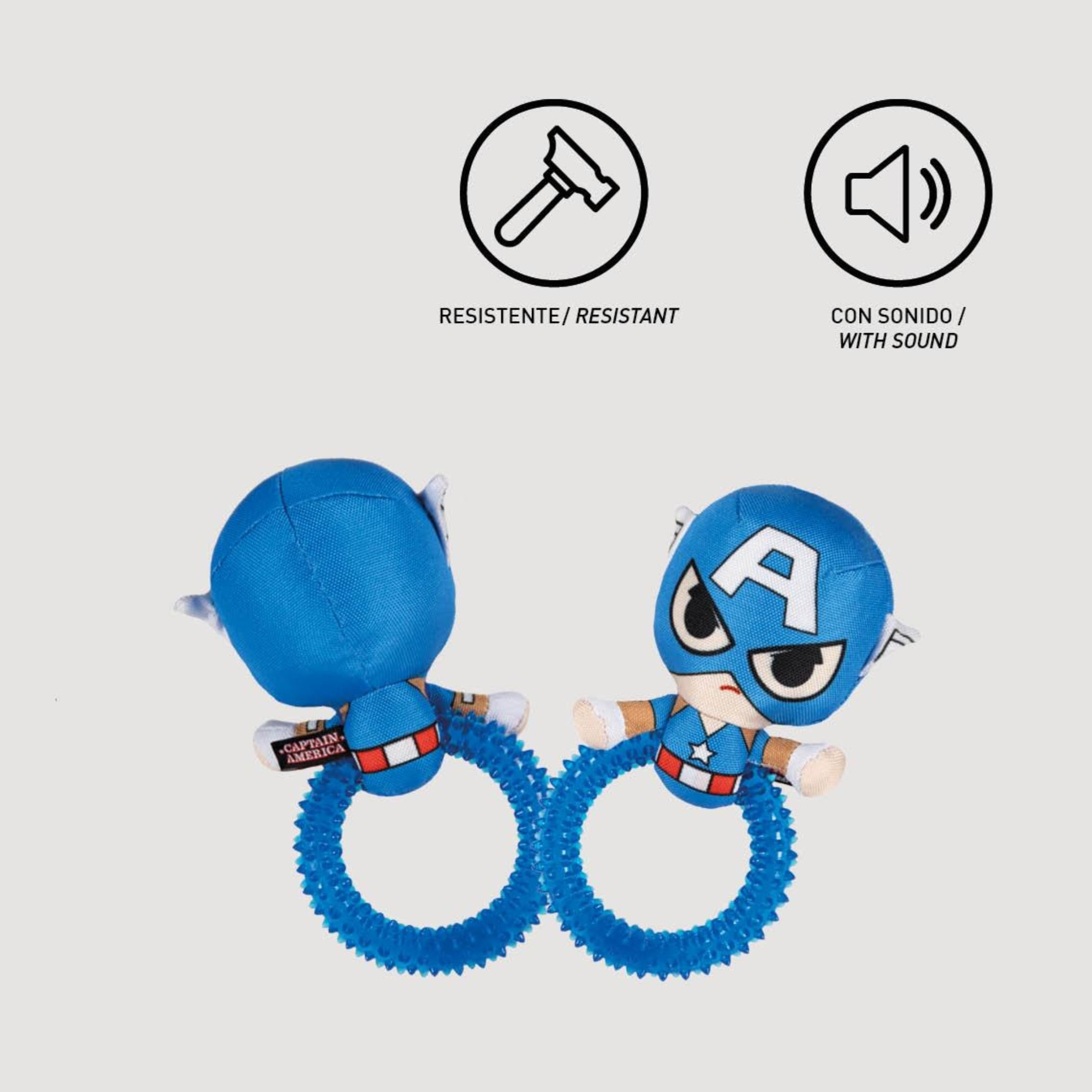 Aro mordedor tpr para perros diseño capitan américa