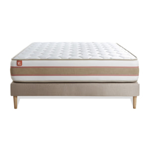 Somier+Colchón Muelles ensacados y espuma viscoelástica - Kit de base de cama - Beige - Le Délicat