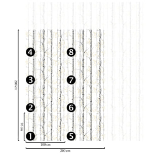 Carta da Parati Bosco di Betulle Bianca e Nera