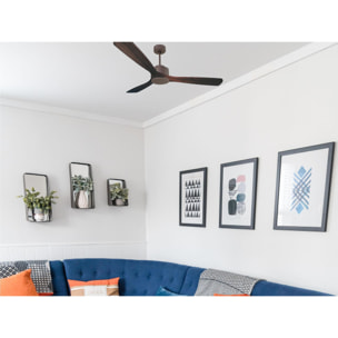 Ventilateur de plafond Réversible  Thermostat Wifi Moteur à courant continu Toits en pente Télécommande Hypersilence Mémoire Shopify Vendible (AUTOMATIQUE) 40   W Chocolat
