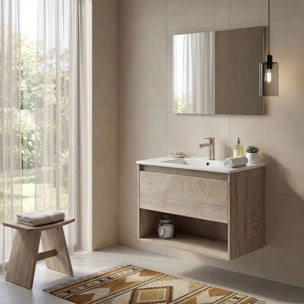 Lavabo cerámico rectangular en blanco 81,5x46 cm Volga Blanco