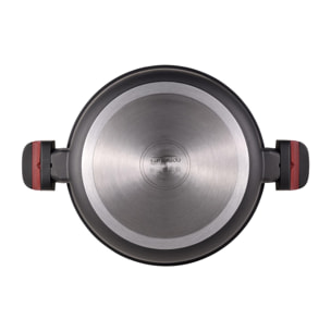 Cacerola baja en aluminio fundido de color negro, apta para inducción y antiadherente