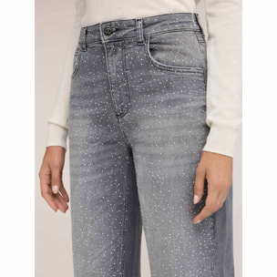 Motivi - Jeans balloon fit con strass - Grigio
