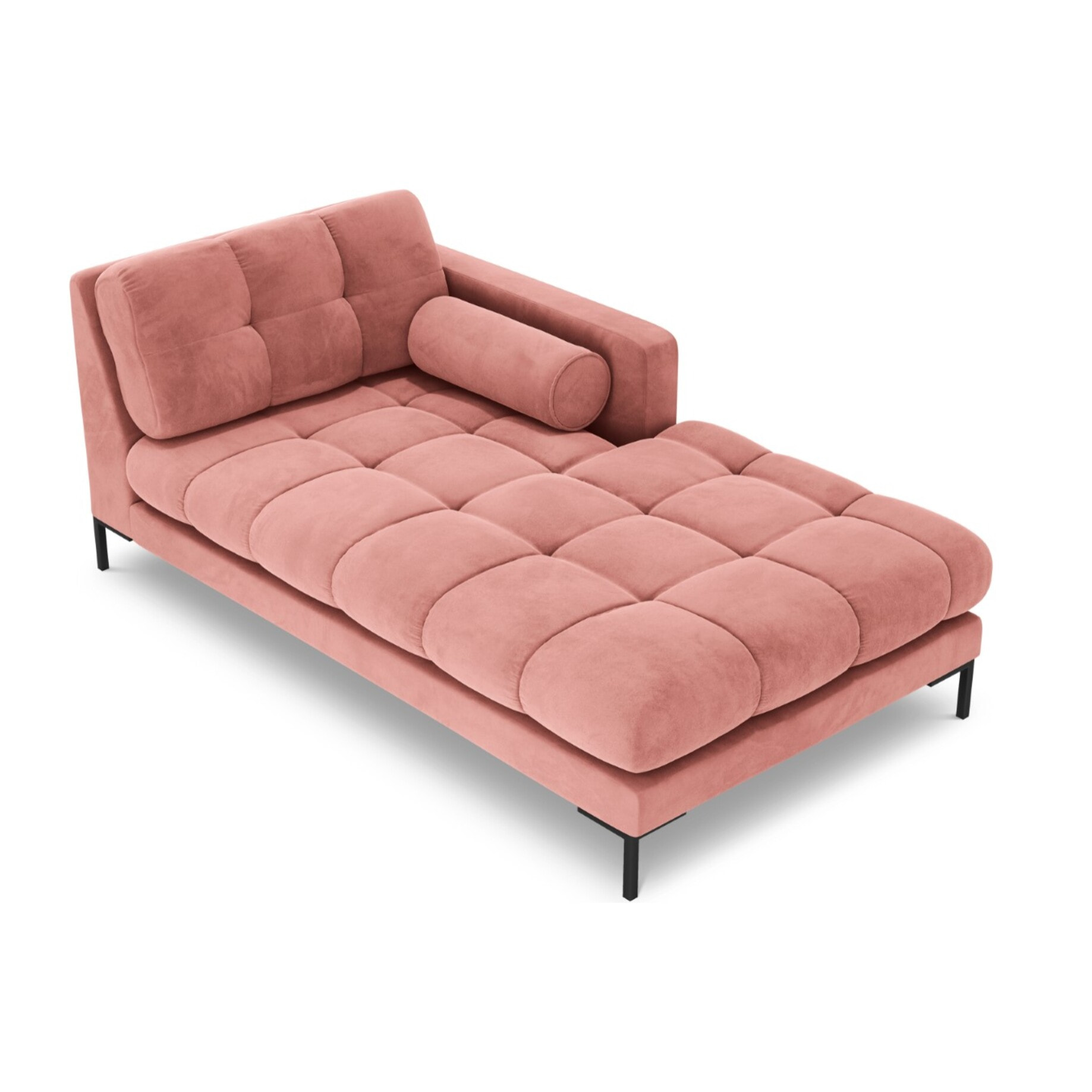 Méridienne droite "Bali" en velours rose