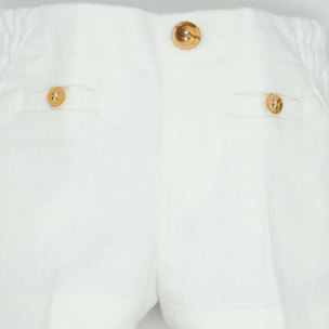 BERMUDA LINO ELÁSTICO BLANCA