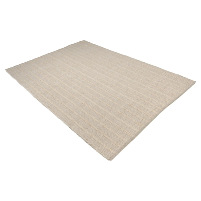 SACHA - Tapis rectangulaire 160x230cm en coton recyclé couleur ivoire