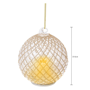 Sfera Rete con Candela Led - Pezzi 6 - Colore Dorato - 10x10Hx10cm - Bianchi Dino