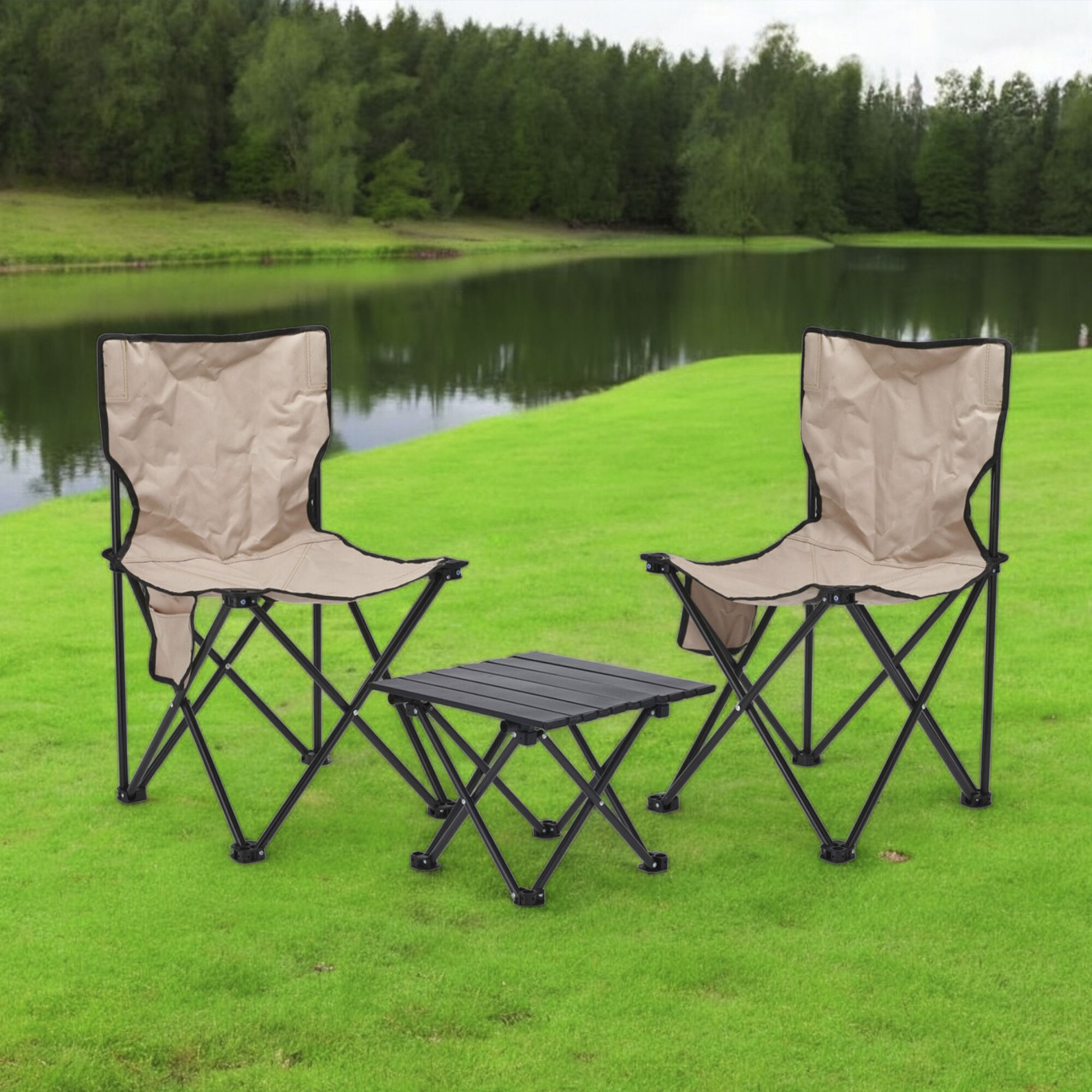 Well home set de camping con 2 sillas y 1 mesa plegable