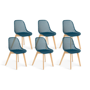 Chaises Maëlle assise ajourée et pieds bois