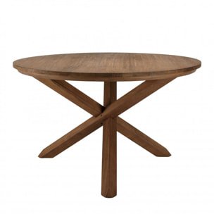 ALIDA - Table à manger ronde 130x130cm en bois de teck recyclé