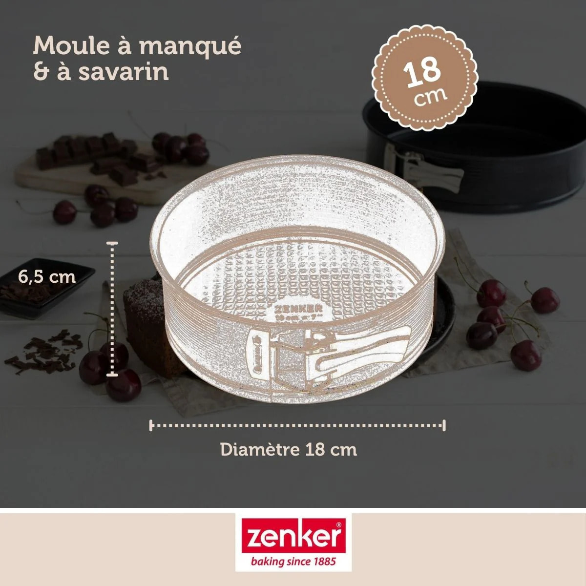 Moule à manqué à charnière avec fond à savarin 18 cm Zenker Black Metallic