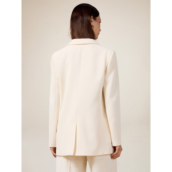 Oltre - Blazer cruzado de tejido crepé - Blanco