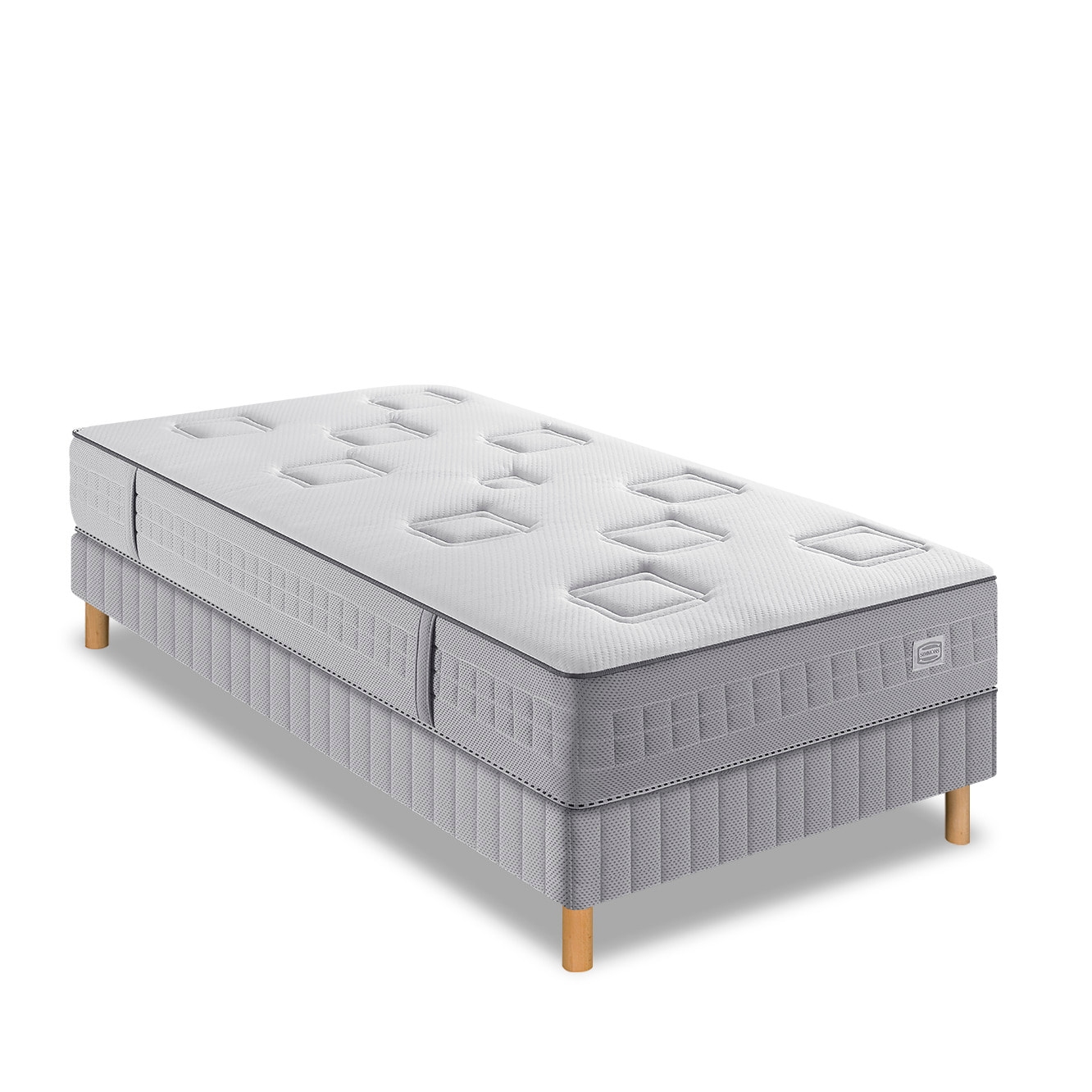 Ensemble CHALLENGE matelas H24 ressort ensachés, très ferme, sommier