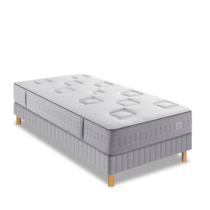 Ensemble CHALLENGE matelas H24 ressort ensachés, très ferme, sommier