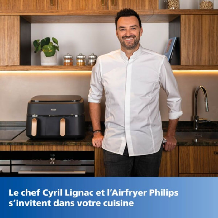 Friteuse sans huile PHILIPS Série 3000 Double bac 9,0L NA352/04