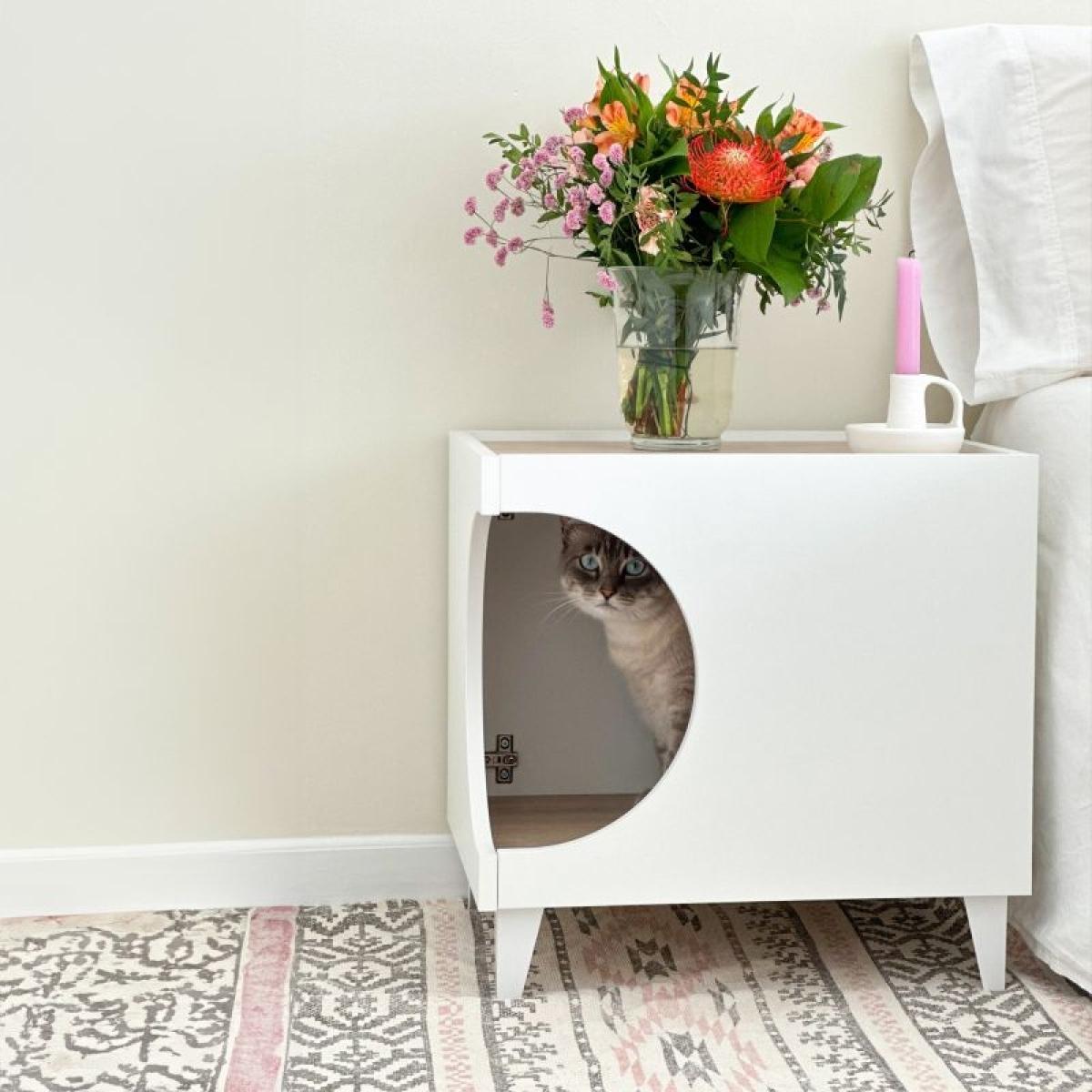 Mesita de noche Homely Pets Blanco - Roble