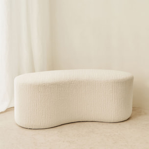Banc en bouclette blanche et structure en bois  MALO