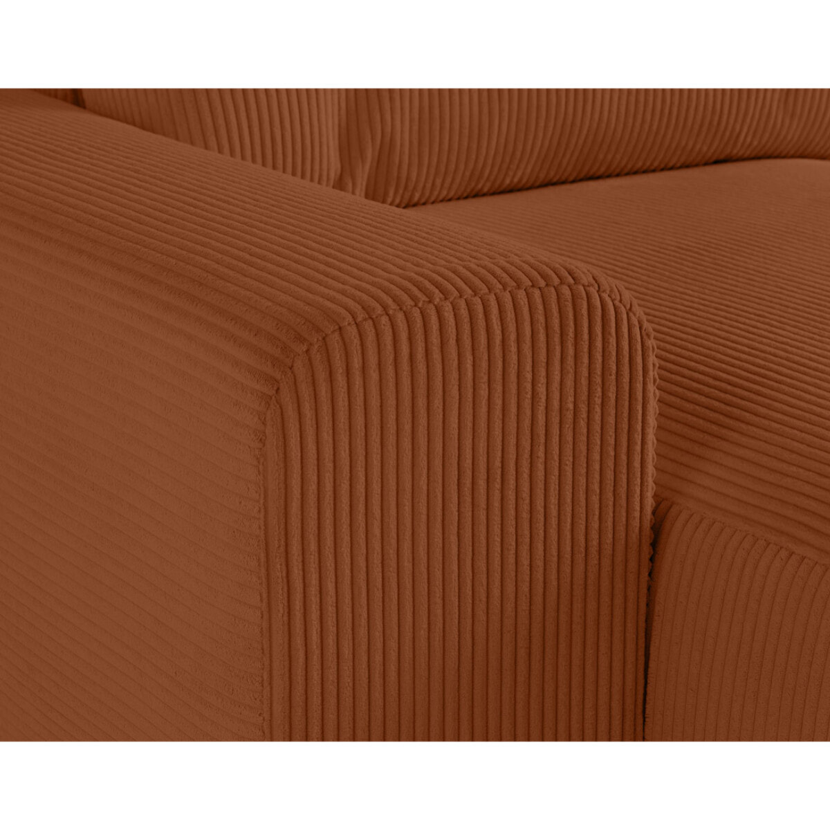 Garance - canapé modulable d'angle droit - 8 places - en velours côtelé - Terracotta