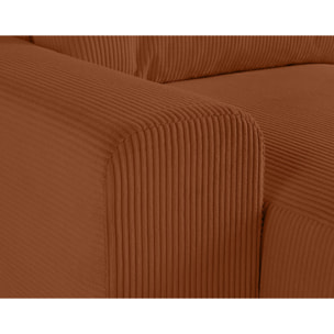 Garance - canapé modulable d'angle droit - 8 places - en velours côtelé - Terracotta