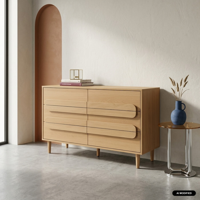 Commode vintage décor bois 6 tiroirs JULIANA