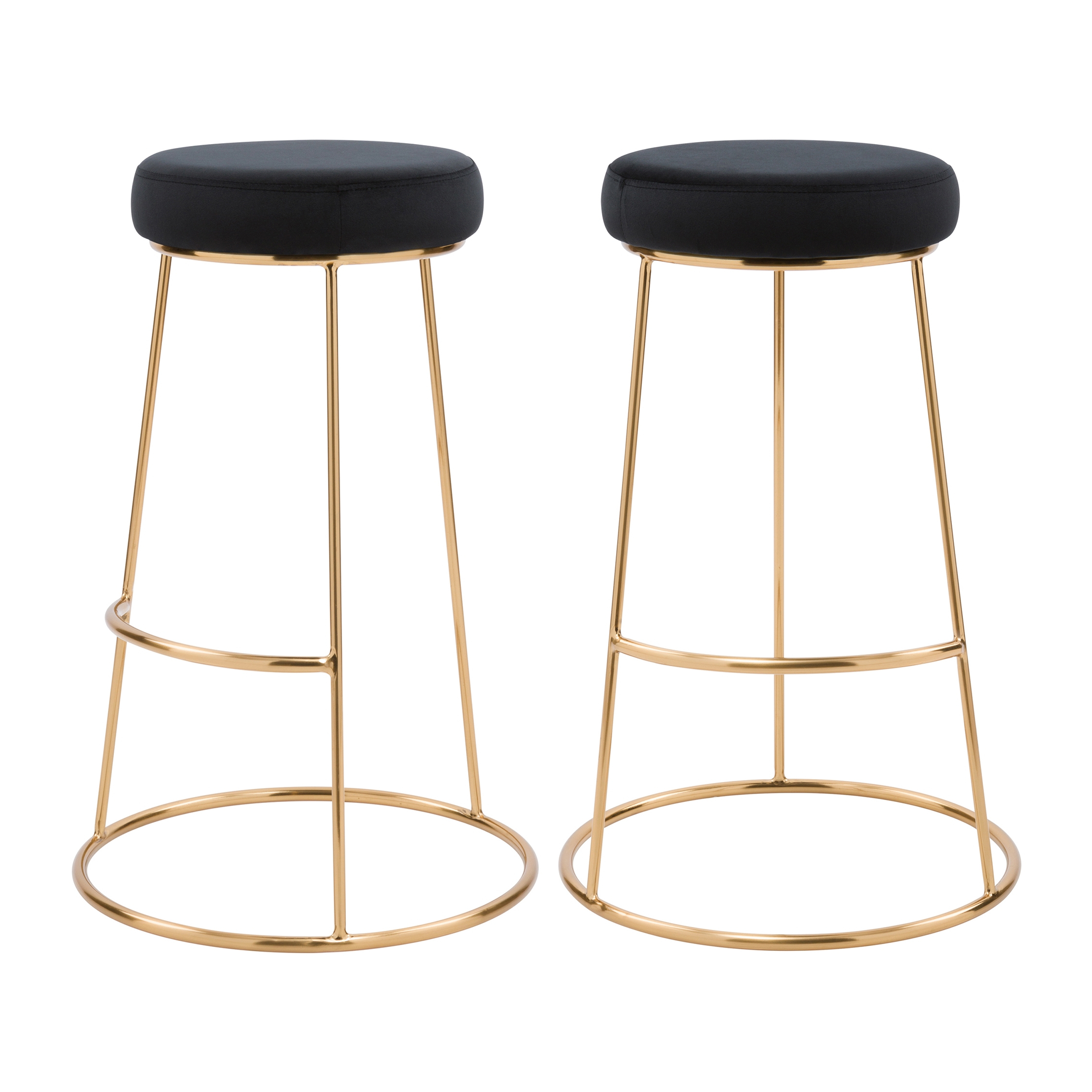 Tabouret de bar Kendal en velours noir 73 cm (lot de 2)