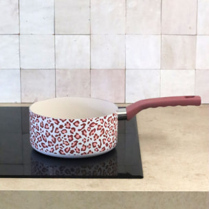 Casserole aluminium recyclé 18cm léopard rose- tous feux  LEOPARD
