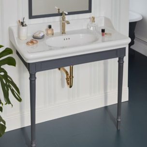 Console Cléo 1889 avec plan vasque + miroir + siphon or