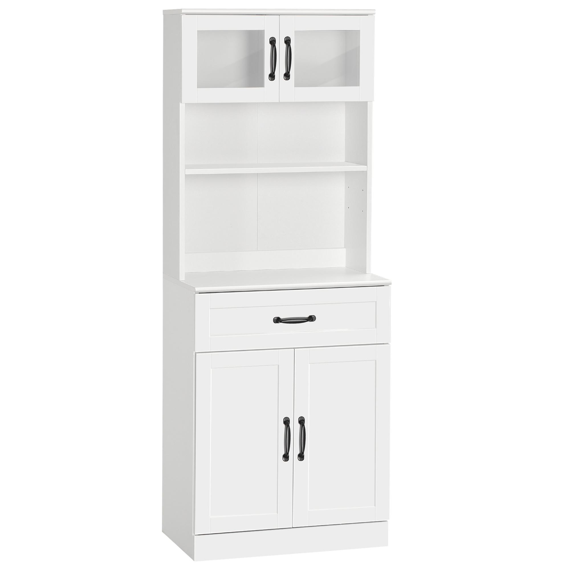 Alacena de Cocina Mueble Buffet de Cocina con 4 Puertas Cajón y Estantes Ajustables para Salón Comedor Estilo Moderno 60x38x161 cm Blanco