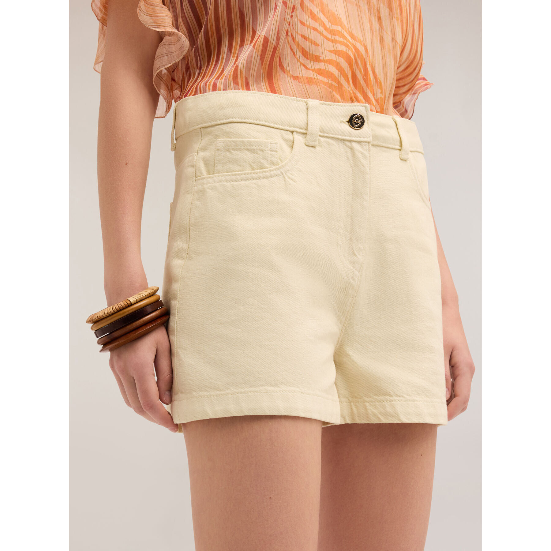 Motivi - Shorts in drill di cotone - Giallo