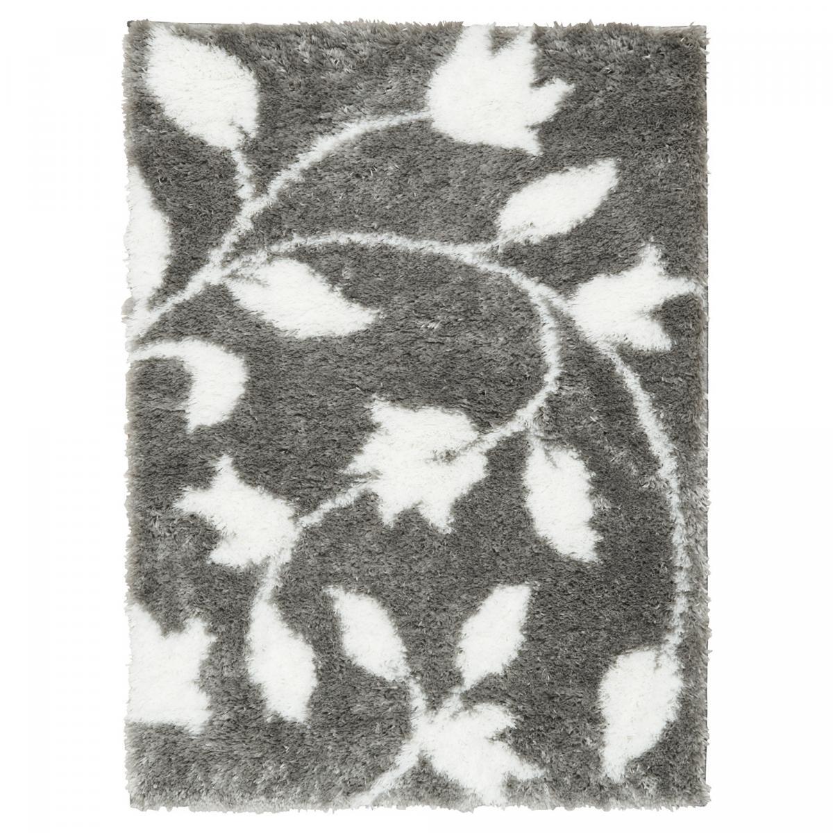 Tapis shaggy tissé motif floral BODO