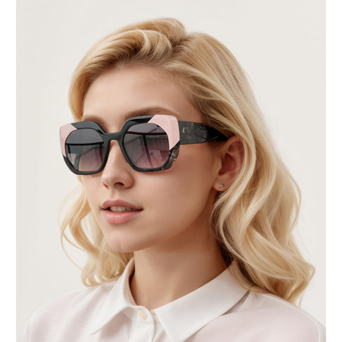 Occhiali da sole OCEAN NEW ERA 9 - montatura nera lucida con verde sfumate