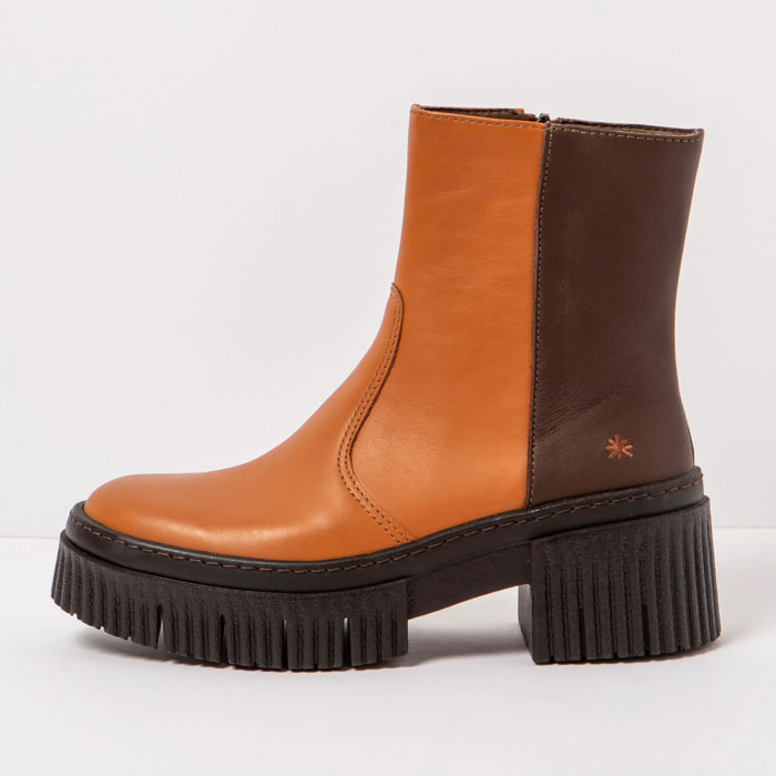 Botines con tacón 1374 NAPPA CUERO-BROWN/YORK color Cuero-brown