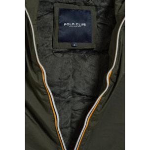 Gilet verde leggero con cappuccio fisso e particolari Polo Club