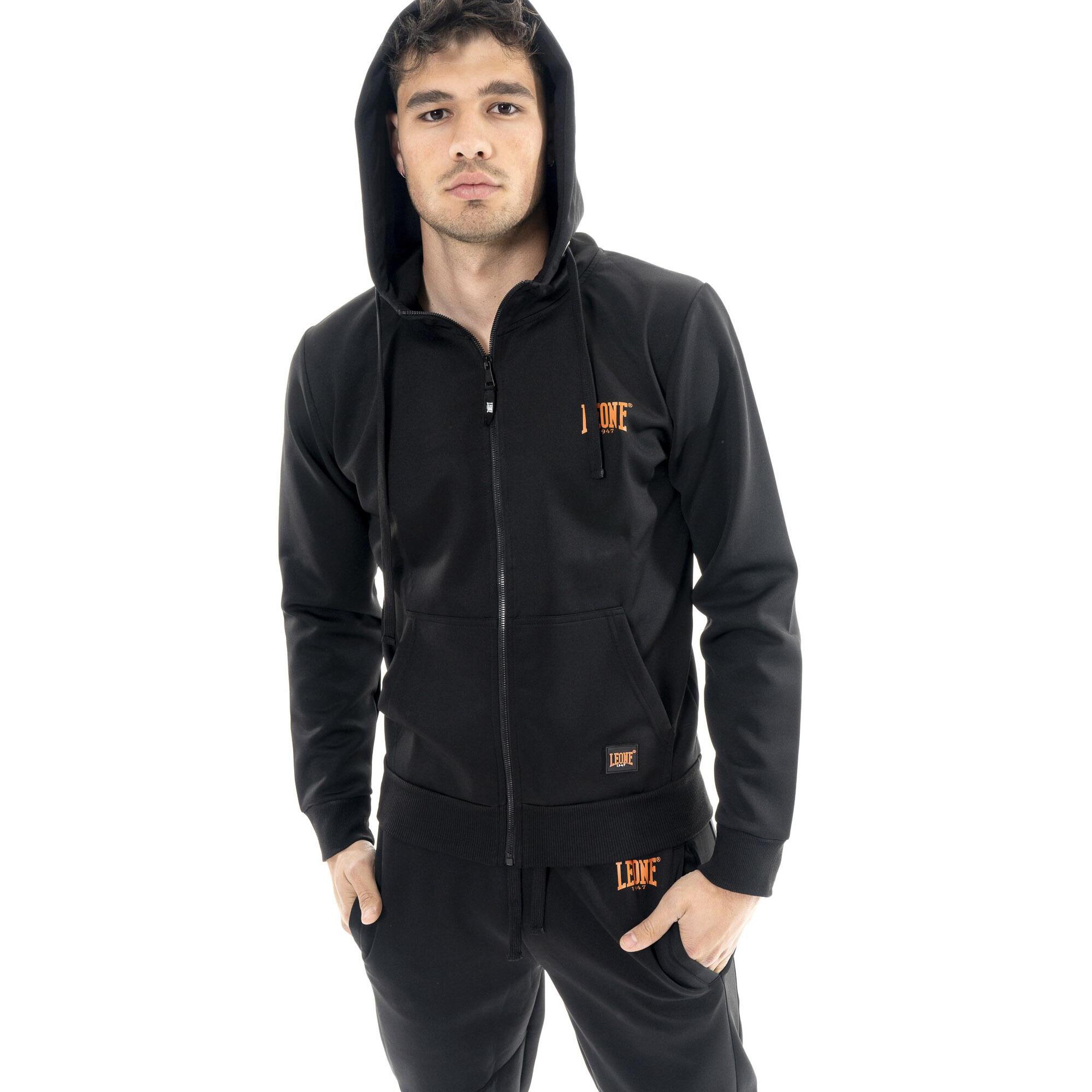 Tuta da uomo in tessuto tecnico con cappuccio e zip Leone 1947 Tech