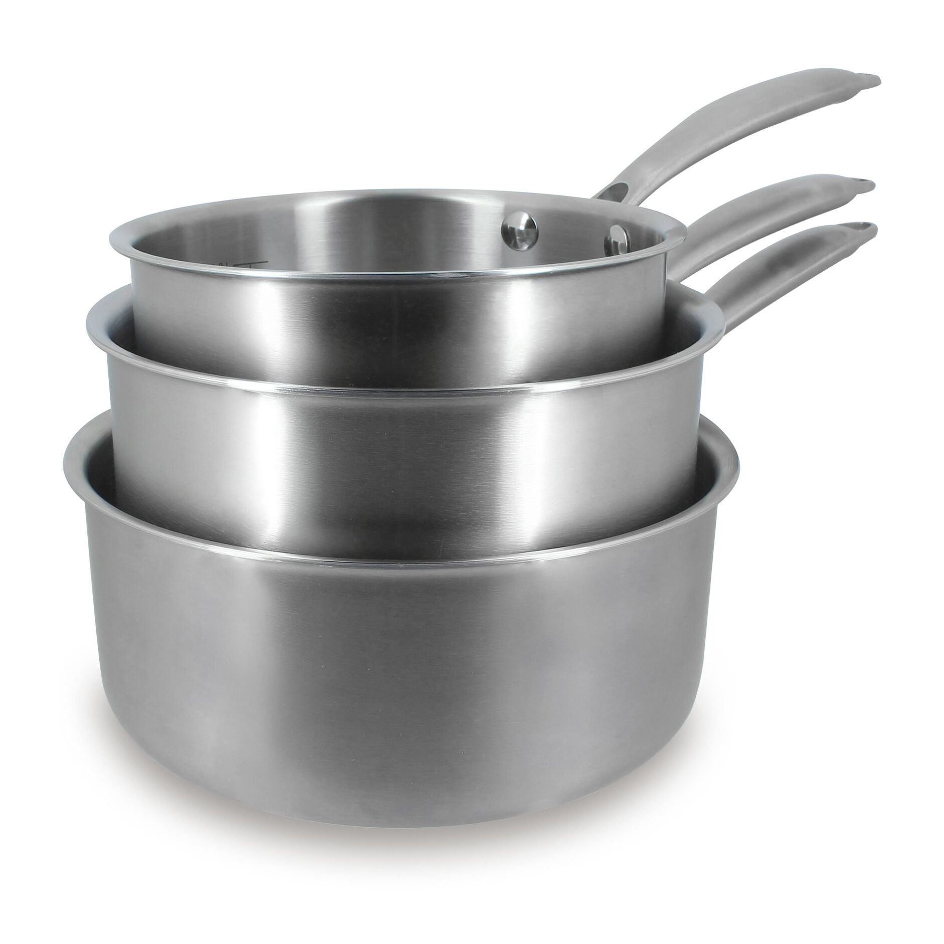 Lot de 3 casseroles en acier inoxydable - tous feux TRIPLY