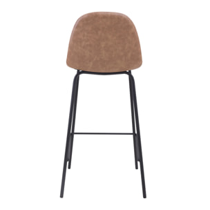 Lot de 2 chaises pour îlot central 65 cm en cuir synthétique taupe - Henrik