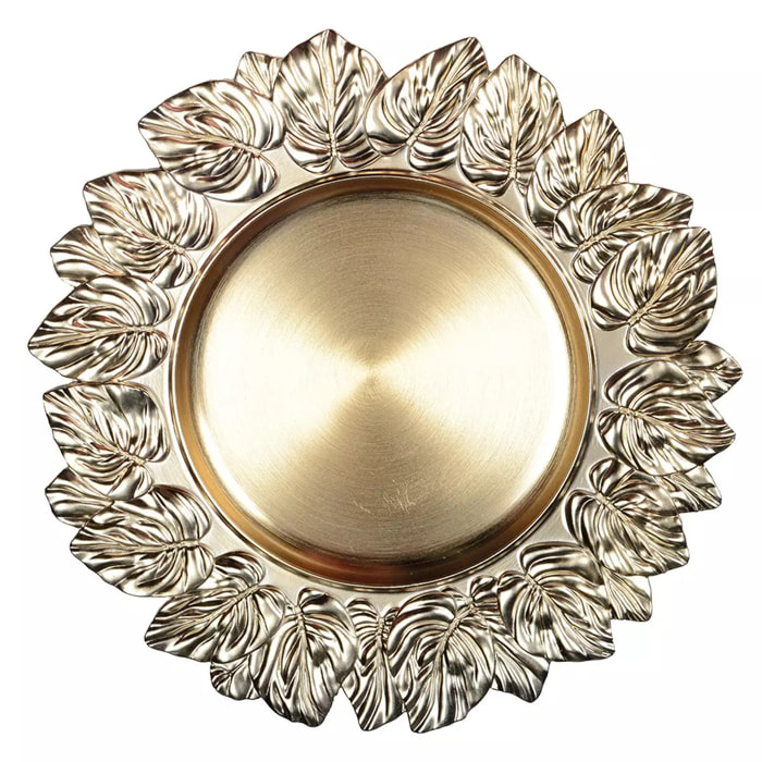 Lot de 6 Dessous d'assiette feuille doré