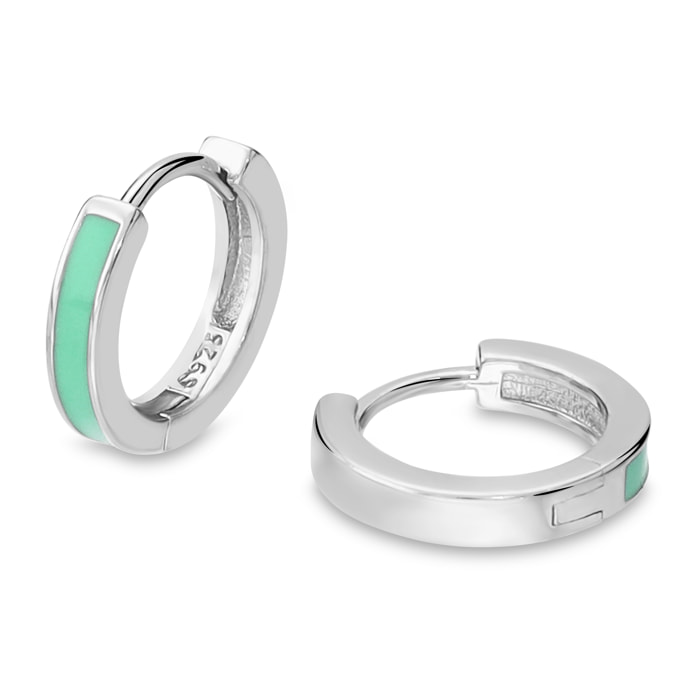 Orecchini a Cerchio Smaltati Verdi in Argento 925