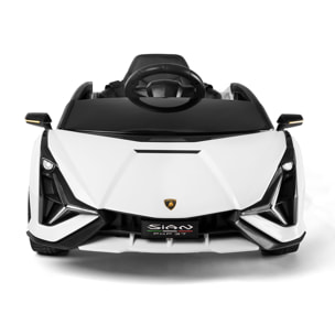 PLAYKIN Coche de batería 12V niños 3-8 años Lamborghini Sian White mando control remoto