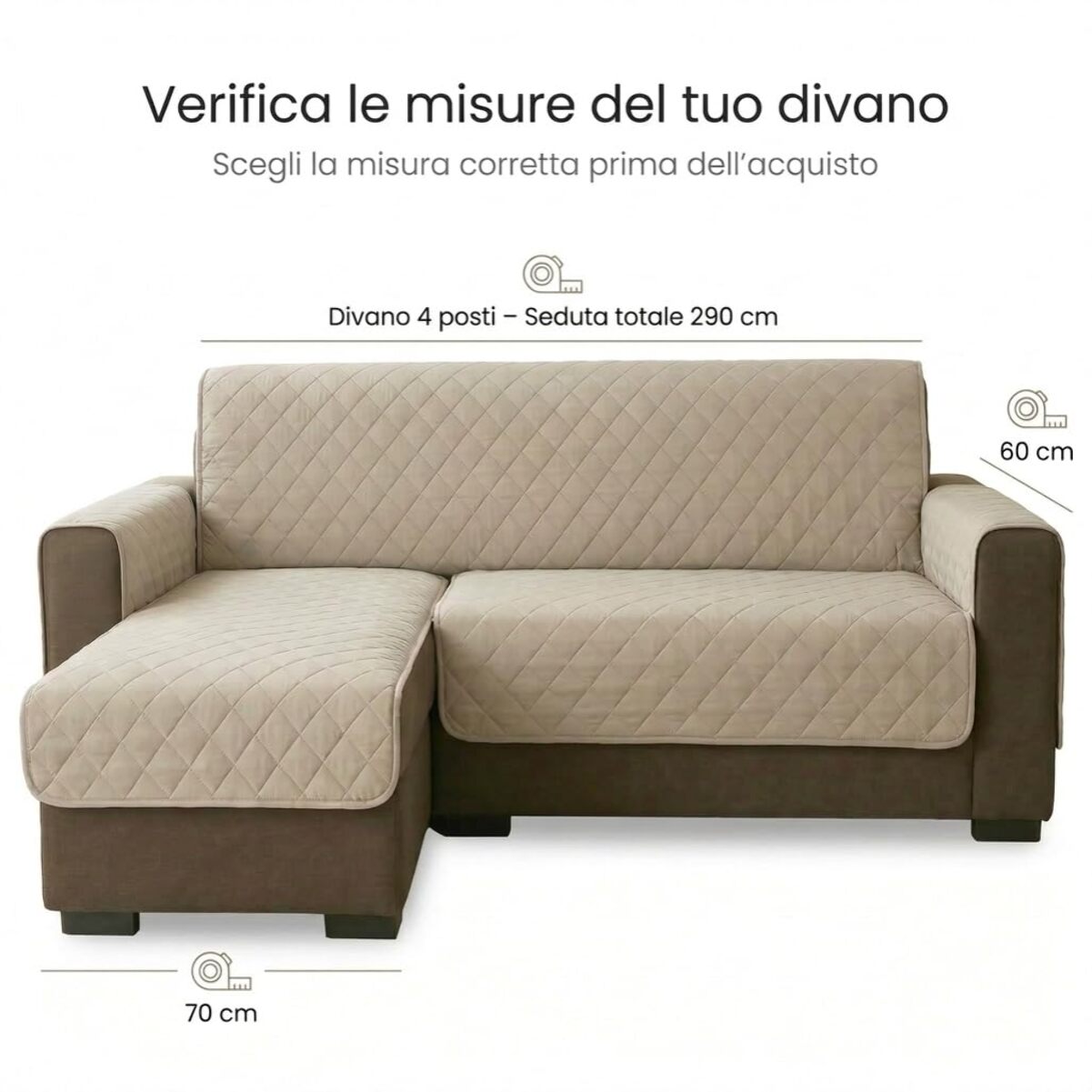 Copridivano 4 posti con penisola impermeabile e antimacchia, telo protettivo con braccioli adattabile a penisola destra e sinistra, ampia copertura per divani grandi, protegge da liquidi e sporco, facile da lavare, ideale per uso quotidiano e lunga durata