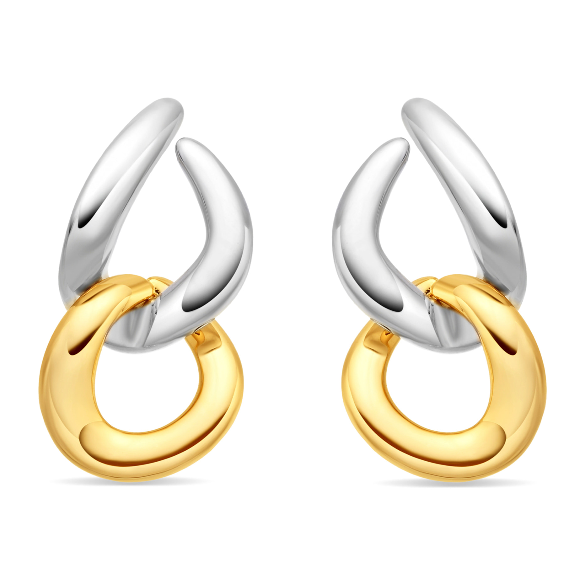 Pendientes Saga acabado plata y oro 18k