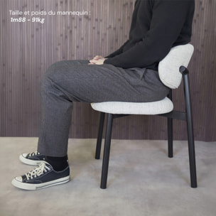 Lot de 2 chaises en tissu gris clair chiné et pieds en métal noir - Nao