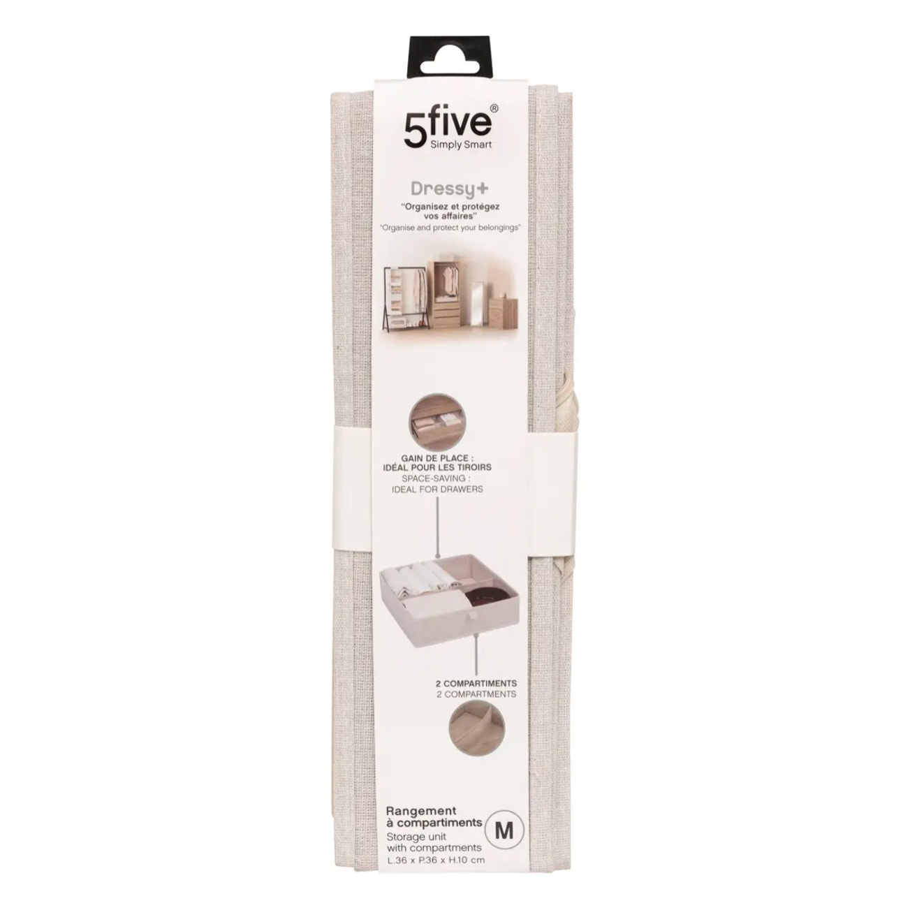 Rangement tiroir "Groomy" 2 compartiments beige 36x36cm